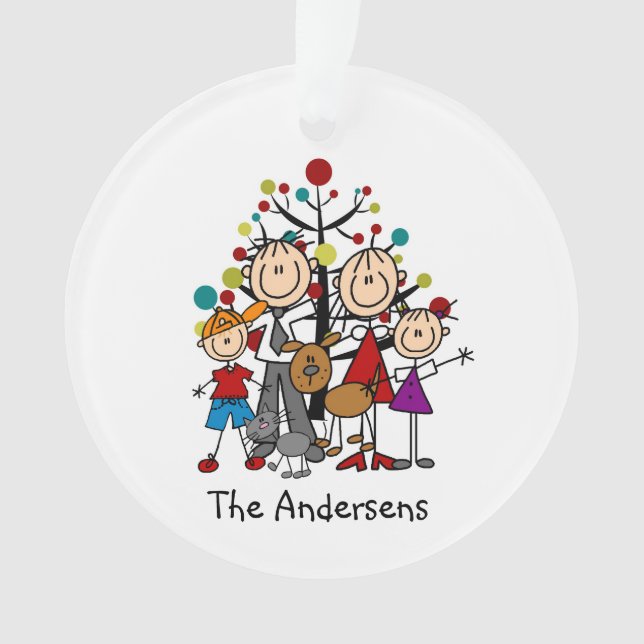 Strichmännchen-Familie von 4, Ornament (Vorderseite)