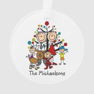 Strichmännchen-Familie von 5 Hunden Akrylverzierun Ornament