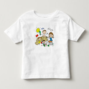 Strichmännchen-Familien-Strand-Spaß Kleinkind T-shirt