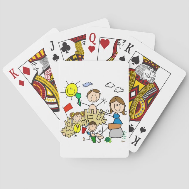 Strichmännchen-Familien-Strand-Spaß Spielkarten (Rückseite)