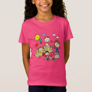 Strichmännchen-Familien-Strand-Spaß T-Shirt