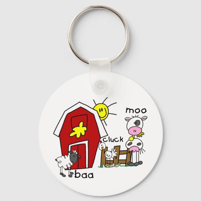 Strichmännchen Farm Animals Tshirts und Geschenke Schlüsselanhänger (Vorderseite)