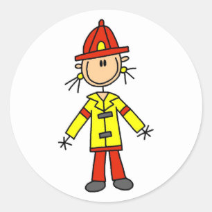 Strichmännchen-Feuerwehrmann-Aufkleber Runder Aufkleber