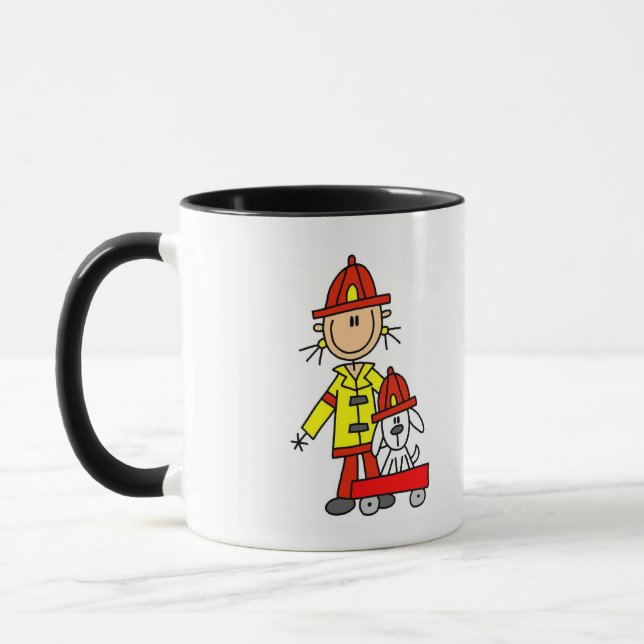 Strichmännchen-Feuerwehrmann mit Dalmatiner Tasse (Links)