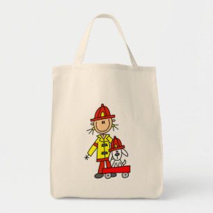 Strichmännchen-Feuerwehrmann mit Dalmatiner Tragetasche