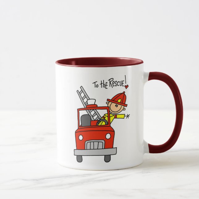 Strichmännchen-Feuerwehrmann mit der Tasse (Rechts)