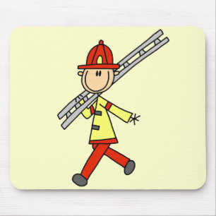 Strichmännchen-Feuerwehrmann mit Leiter Mousepad
