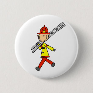Strichmännchen-Feuerwehrmann mit Leitern-Knopf Button