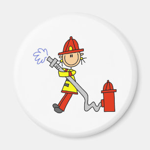 Strichmännchen-Feuerwehrmann mit Schlauch-Magnete Magnet