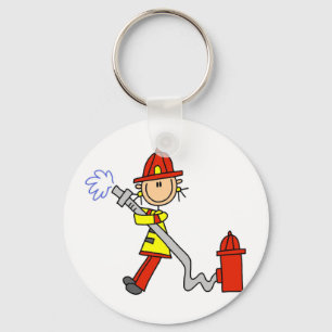 Strichmännchen Feuerwehrmann mit Schlauch Schlüsselanhänger