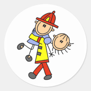Strichmännchen Feuerwehrmann Rette Aufkleber für L