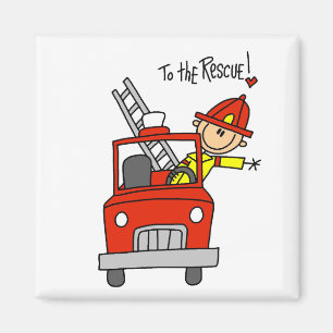 Strichmännchen-Feuerwehrmann zur Rettung Magnet
