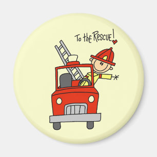 Strichmännchen-Feuerwehrmann zur Rettung Magnet