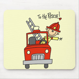 Strichmännchen-Feuerwehrmann zur Rettung Mousepad