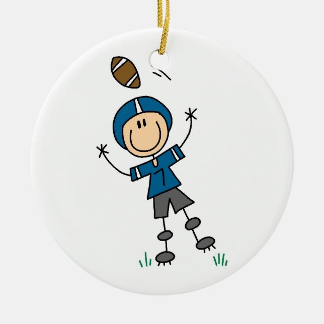 Strichmännchen Football Blue Keramik Ornament (Vorne)