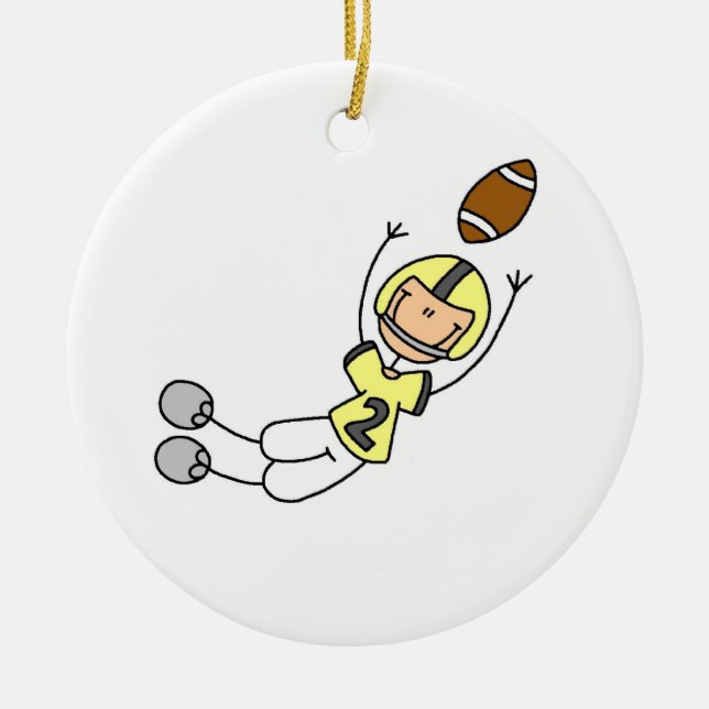 Strichmännchen Football Gelb Keramikornament (Vorne)