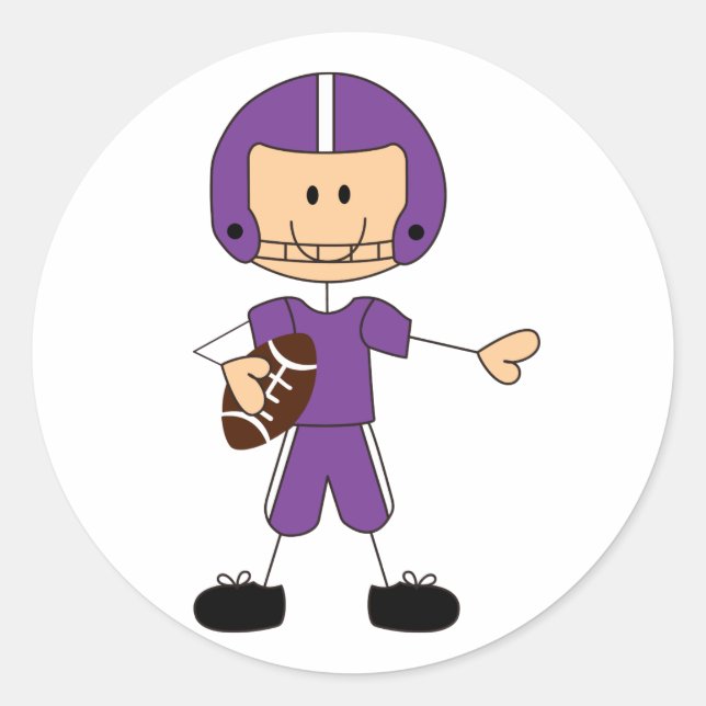 Strichmännchen Football Player Runder Aufkleber (Vorderseite)
