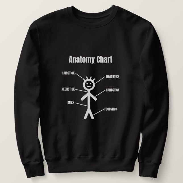 Strichmännchen Funny Stickman Anatomie Chart Sweatshirt (Design vorne)