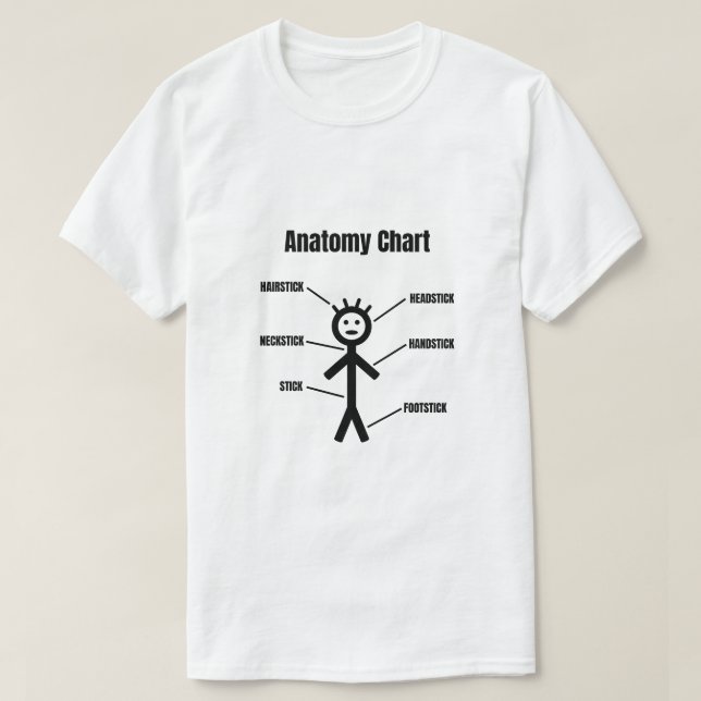 Strichmännchen Funny Stickman Anatomie Chart T-Shirt (Design vorne)
