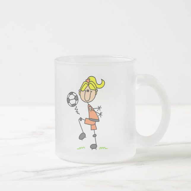 Strichmännchen-Fußball-T-Shirts und Geschenke Mattglastasse (Rechts)