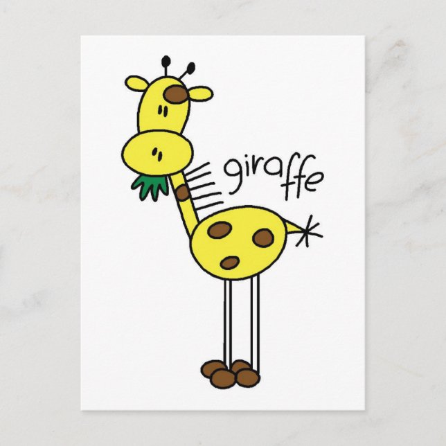 Strichmännchen Giraffe T - Shirt und Geschenke Postkarte (Vorderseite)