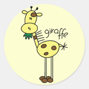 Strichmännchen-Giraffen-T-Shirts und Geschenke Runder Aufkleber