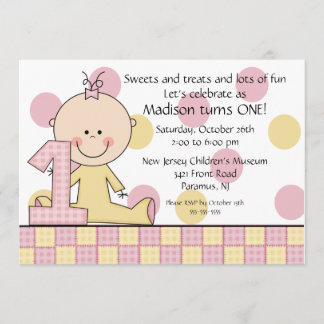 Strichmännchen Girl 1. Geburtstag Einladung