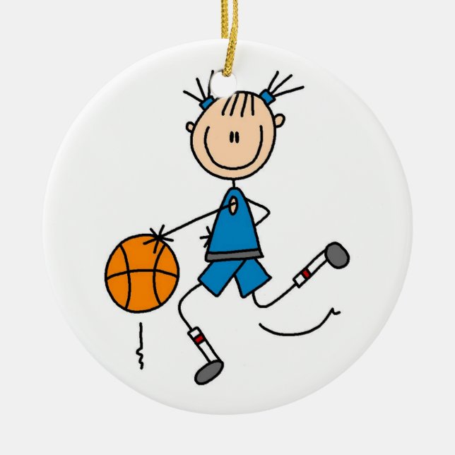 Strichmännchen Girl Basketball Basketball Spielert Keramik Ornament (Vorne)