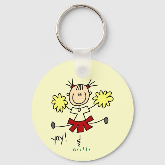 Strichmännchen Girl Cheerleader Tshirts und Gesche Schlüsselanhänger (Vorderseite)