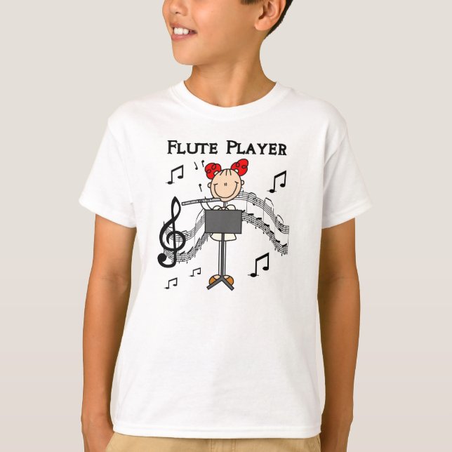 Strichmännchen Girl Flute Player Tshirts und Gesch (Vorderseite)
