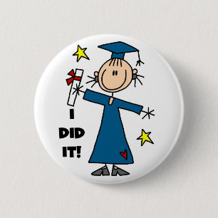 Strichmännchen Girl Graduate T - Shirt und Gesche Button