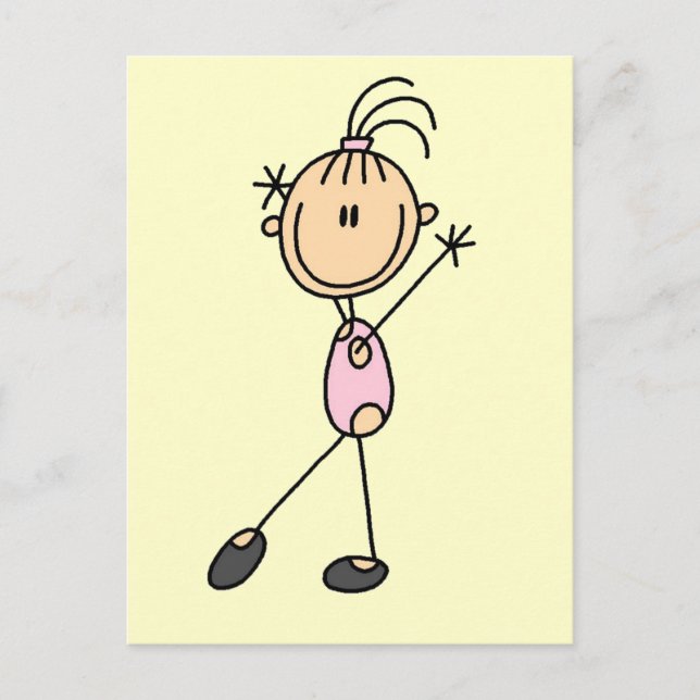 Strichmännchen Girl Gymnast Tshirts und Geschenke Postkarte (Vorderseite)