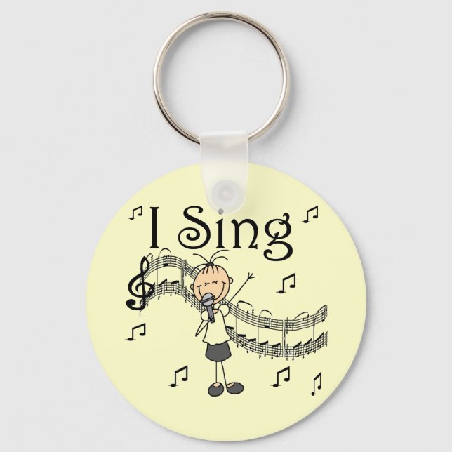 Strichmännchen Girl I Sing T - Shirt und Geschenke Schlüsselanhänger (Vorderseite)