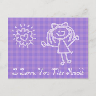 Strichmännchen Girl   Ich habe dich so sehr Liebe Postkarte