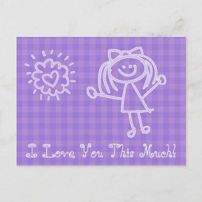 Strichmännchen Girl | Ich habe dich so sehr Liebe Postkarte (Vorderseite)