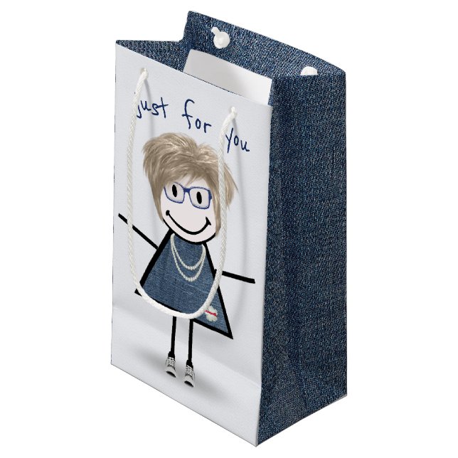 Strichmännchen Girl in Sneakers Kleine Geschenktüte (Vorderseite Schrägansicht)