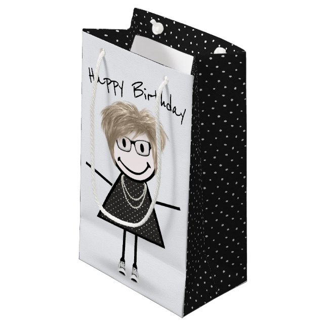Strichmännchen Girl in Sneakers Kleine Geschenktüte (Vorderseite Schrägansicht)