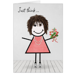 Strichmännchen Girl mit Birthday Bouquet