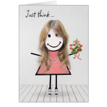 Strichmännchen Girl mit Birthday Bouquet