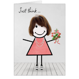 Strichmännchen Girl mit Birthday Bouquet