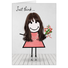 Strichmännchen Girl mit Birthday Bouquet