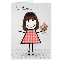 Strichmännchen Girl mit Birthday Bouquet