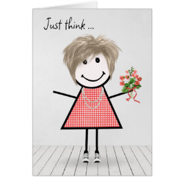 Strichmännchen Girl mit Birthday Bouquet