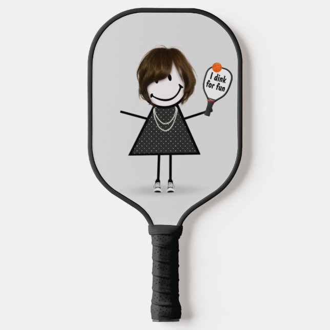 Strichmännchen Girl mit Pickleball Paddle (Vorderseite)