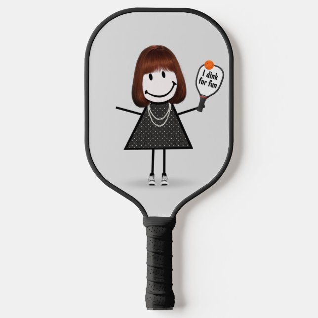 Strichmännchen Girl mit Pickleball Paddle (Vorderseite)