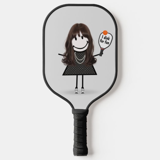 Strichmännchen Girl mit Pickleball Paddle (Vorderseite)