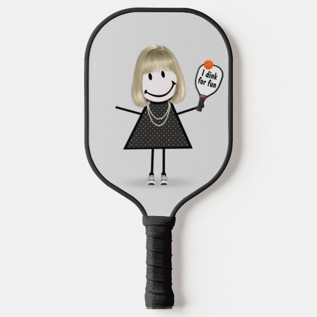 Strichmännchen Girl mit Pickleball Paddle (Vorderseite)