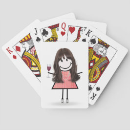 Strichmännchen Girl mit Weinglas Spielkarten