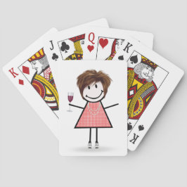 Strichmännchen Girl mit Weinglas Spielkarten