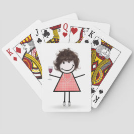 Strichmännchen Girl mit Weinglas Spielkarten